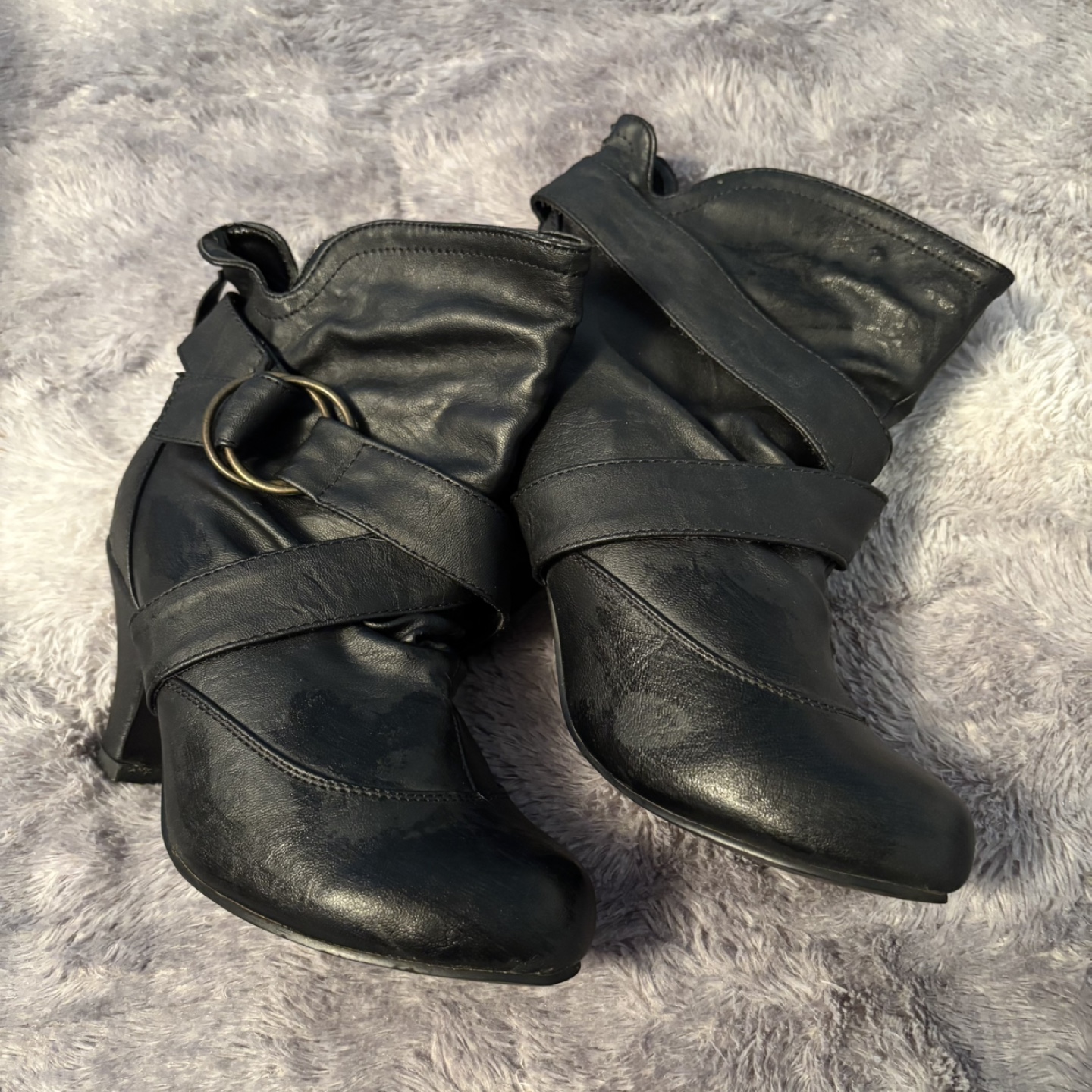 Black Ankle Boots with Buckle Detail - photo 2