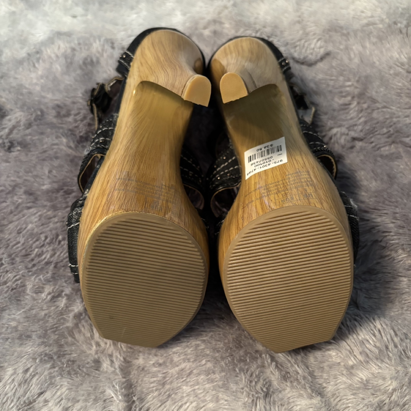 Black Denim Platform Heels size 5 - photo 3