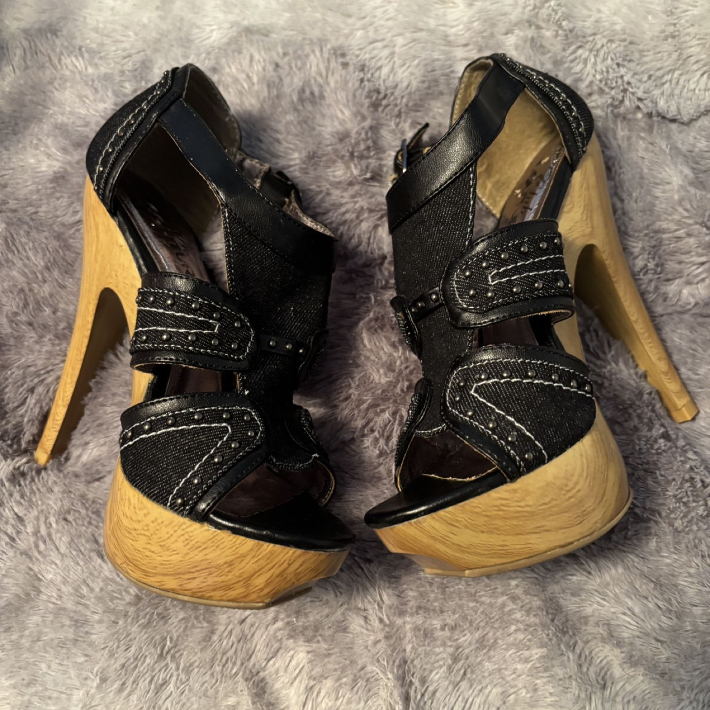 Black Denim Platform Heels size 5