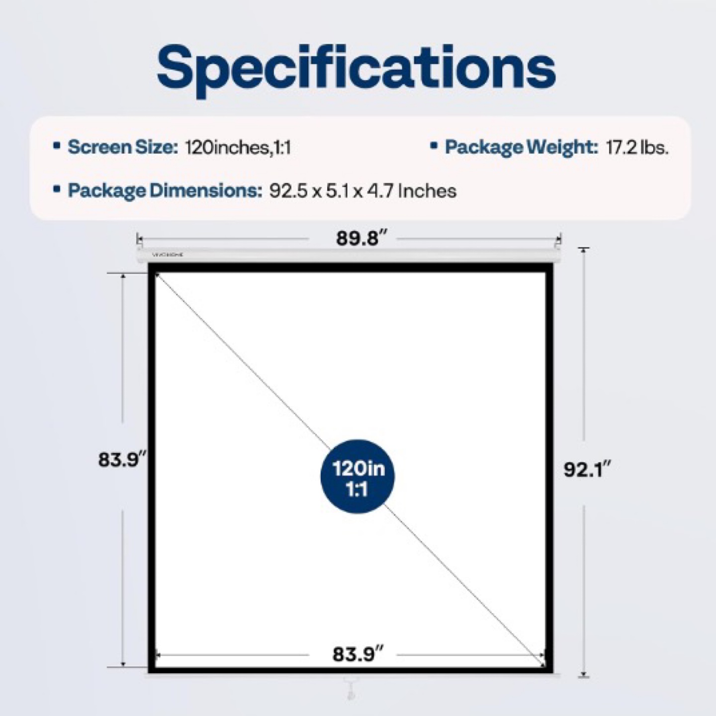 VIVOHOME 120-inch 16:9 Manual Projector Screen - photo 3