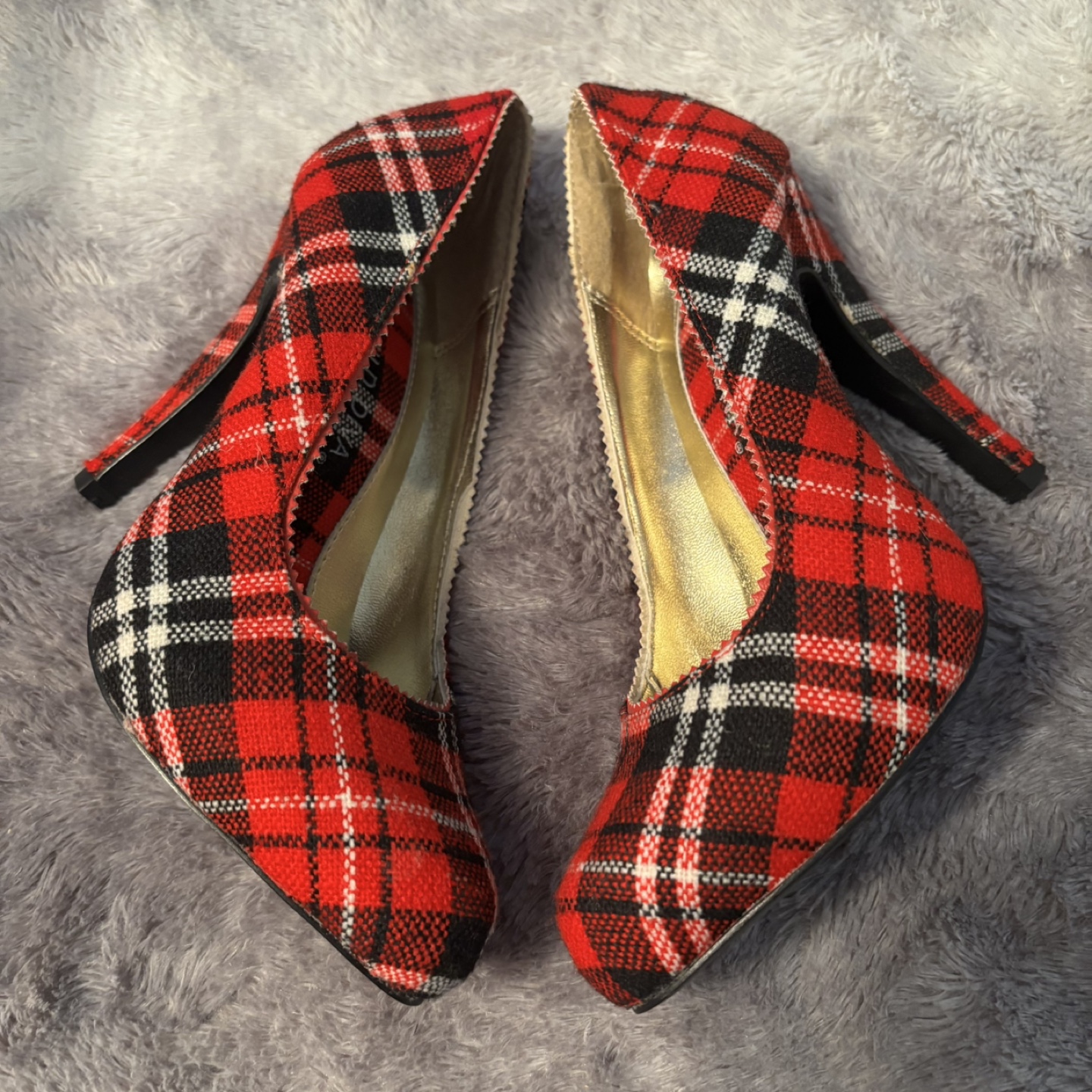 Red and Black Plaid High Heels - photo 2