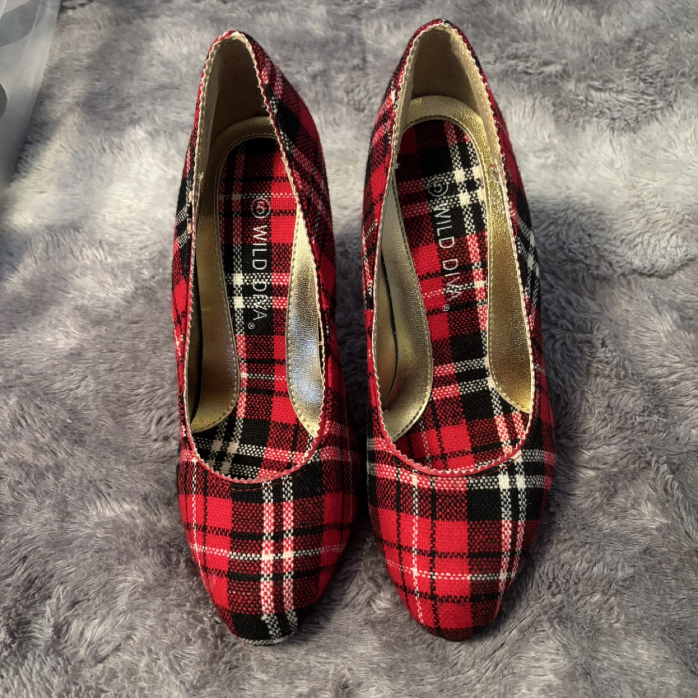 Red and Black Plaid High Heels