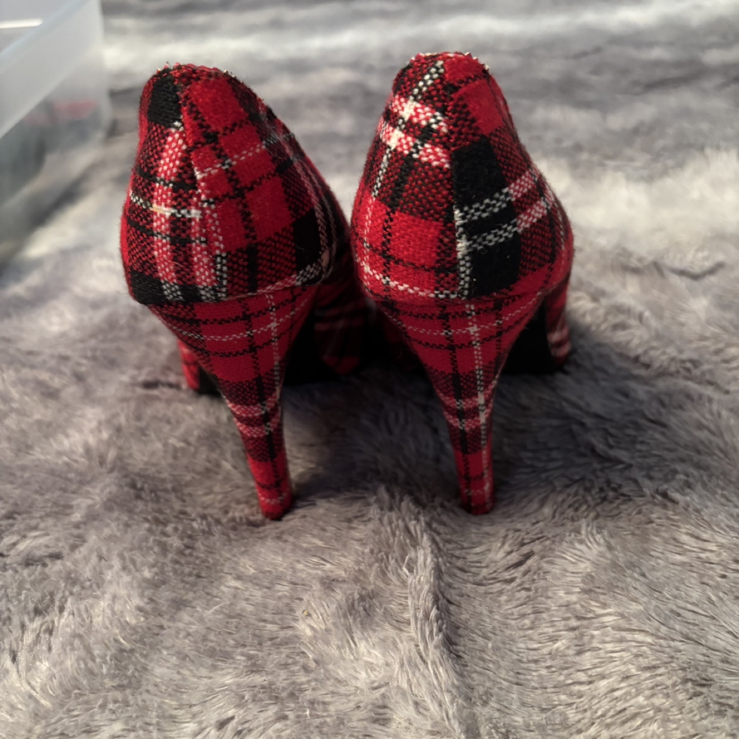 Red and Black Plaid High Heels - photo 3
