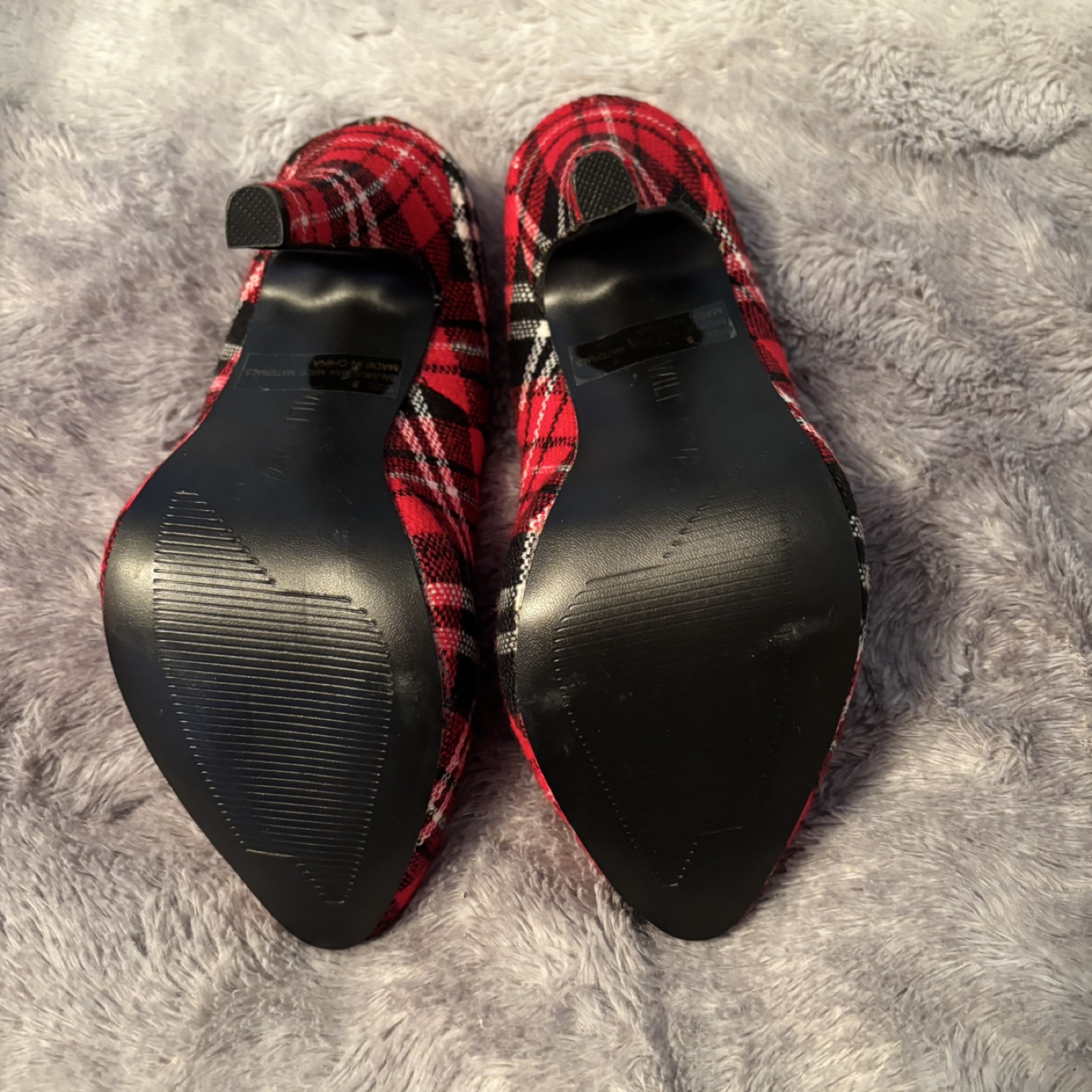 Red and Black Plaid High Heels - photo 5