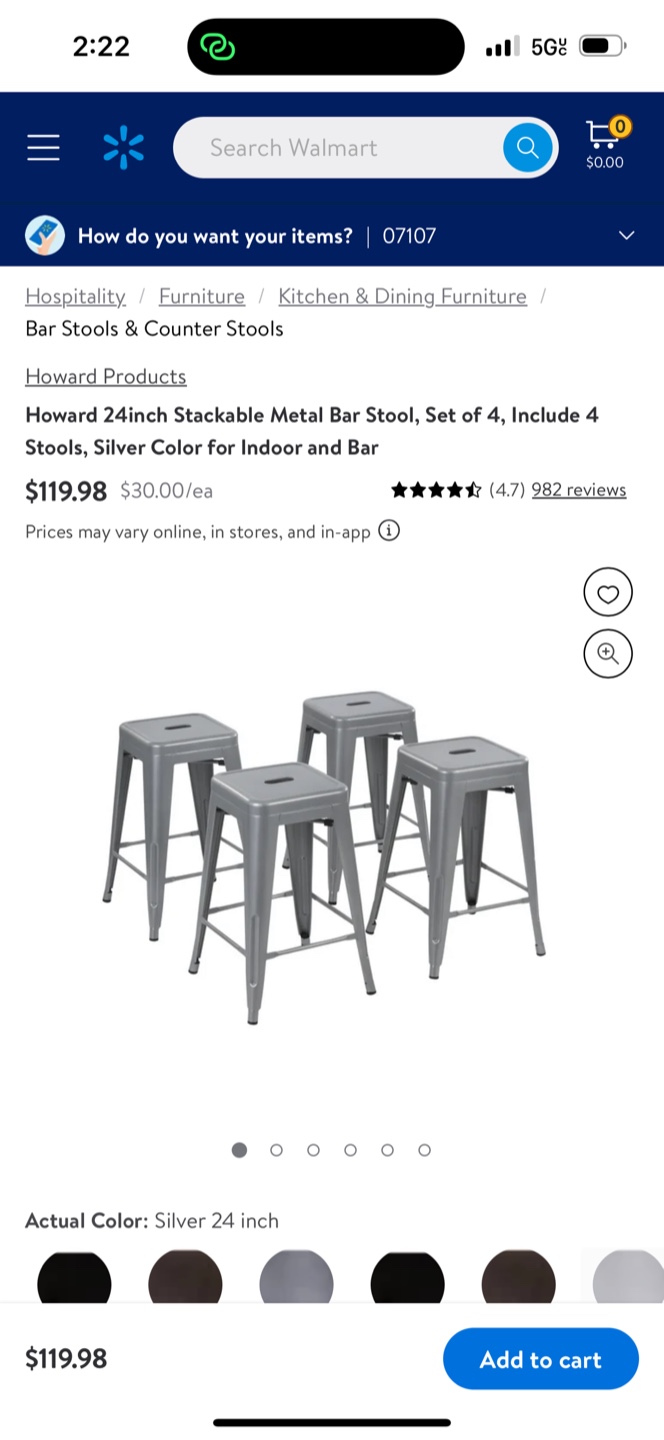 Metal Bar Stools - Set of 4