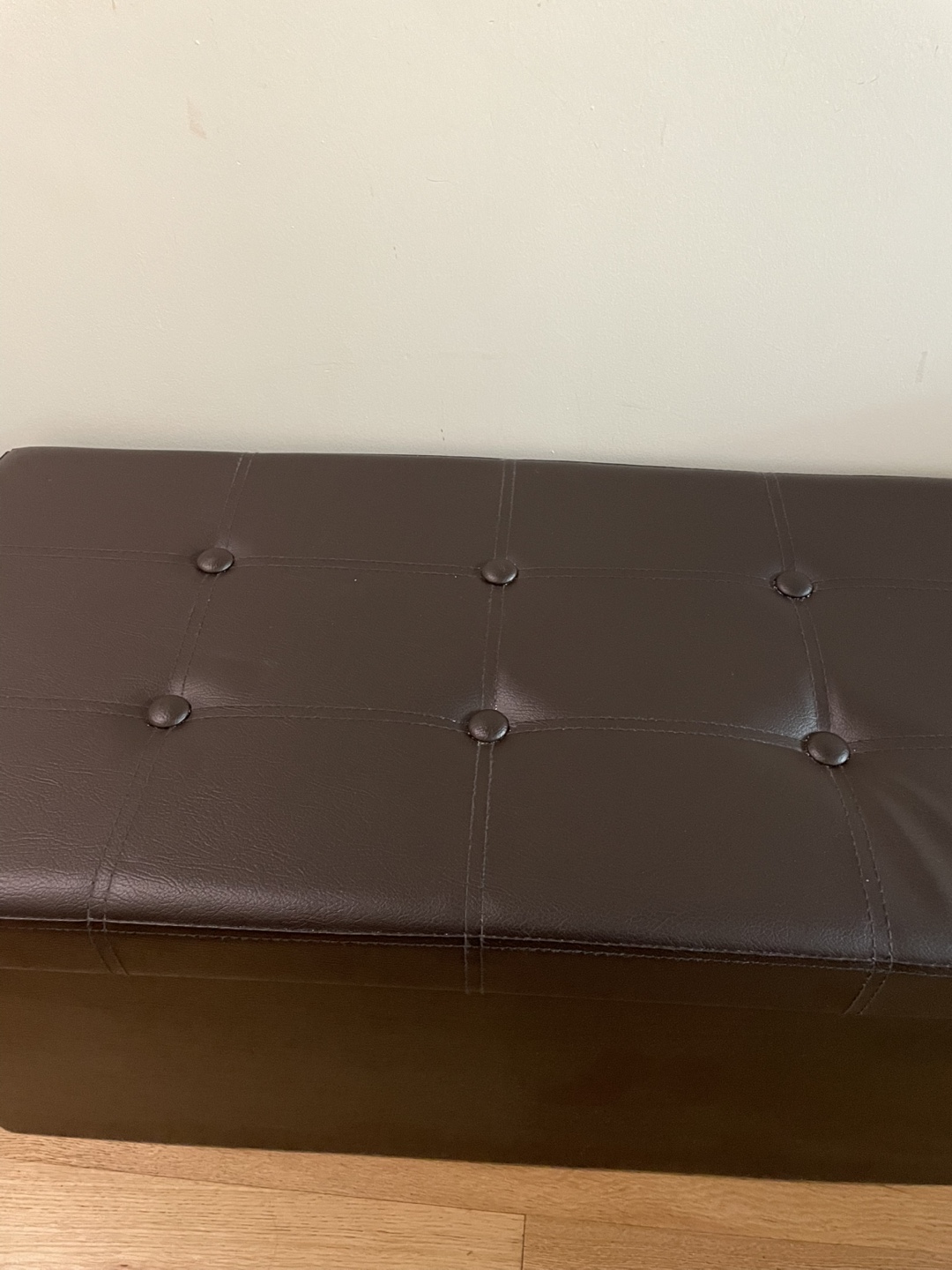 Brown Leather Storage Ottoman Bench