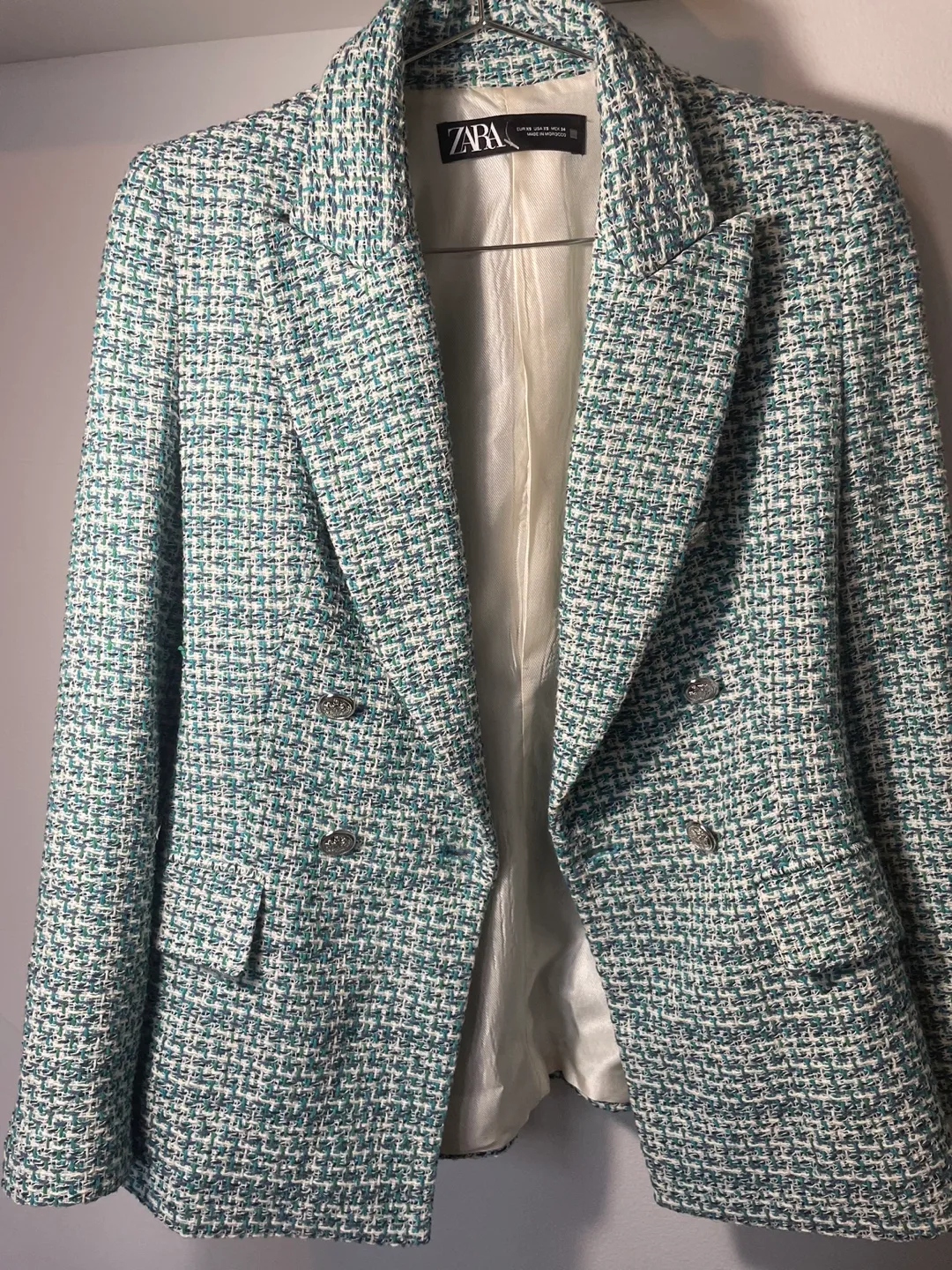 Zara Double-Breasted Tweed Blazer XS thumbnail