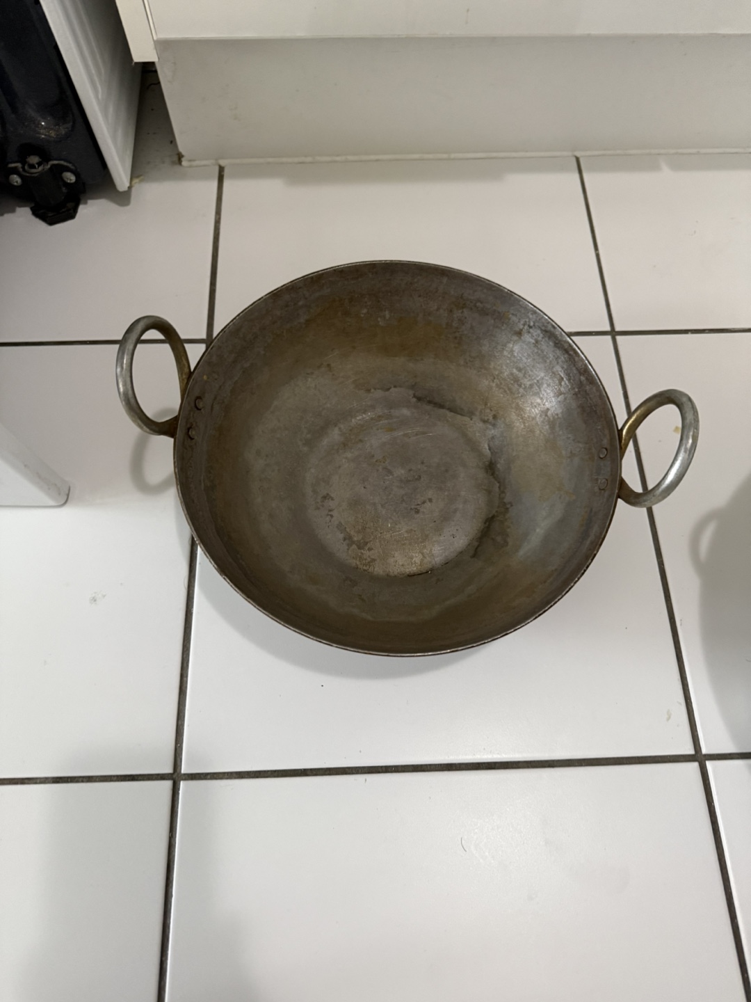 Vintage Metal Wok with Handles (kadai/ Handi)
