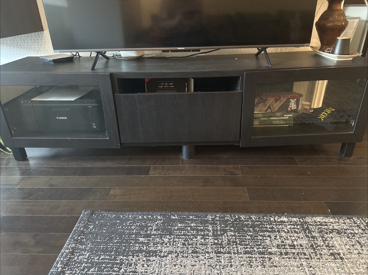 Black TV Stand with Storage - photo 2