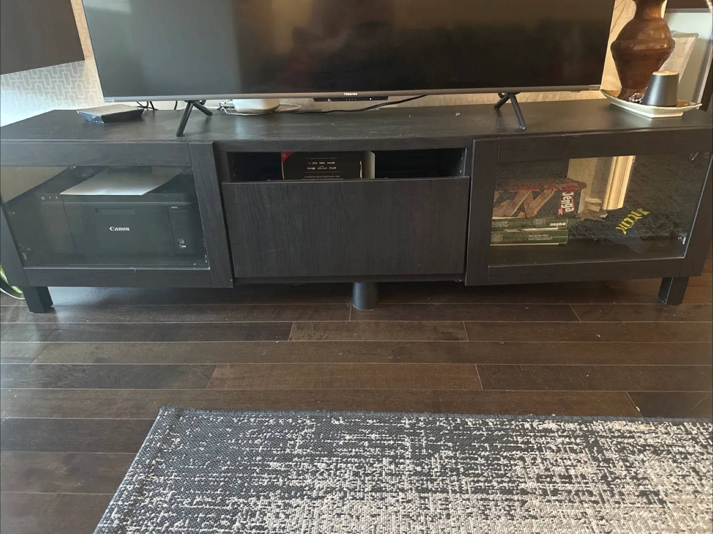 Black TV Stand with Storage image indicator(2)