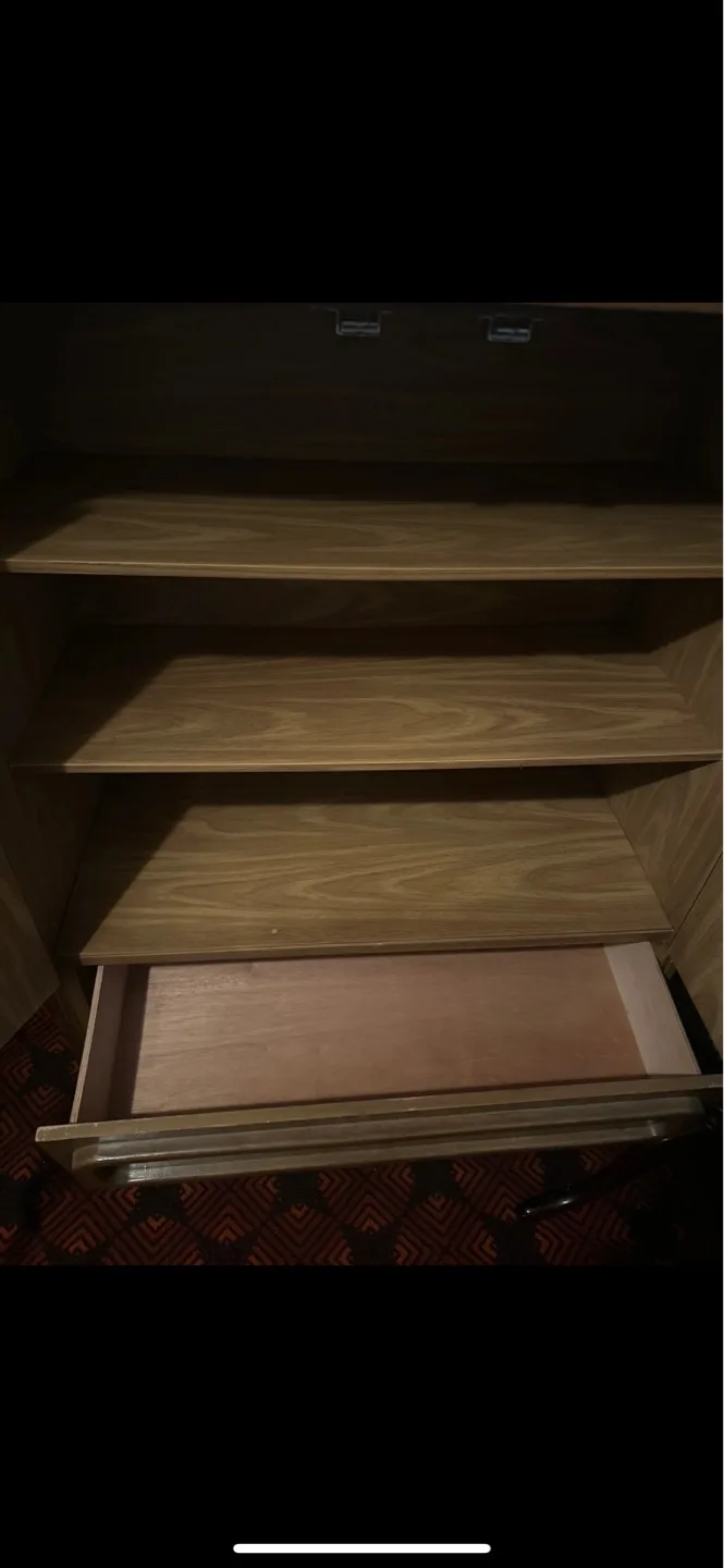 Vintage Wooden Curio Cabinet with Mirrored Doors image indicator(2)