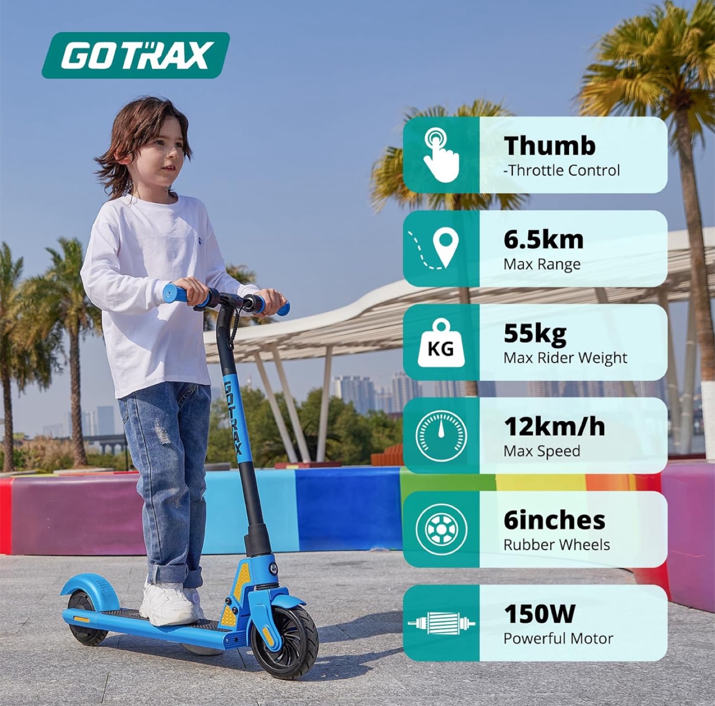 GOTRAX GT-GK Kids Electric Scooter - Blue - photo 4