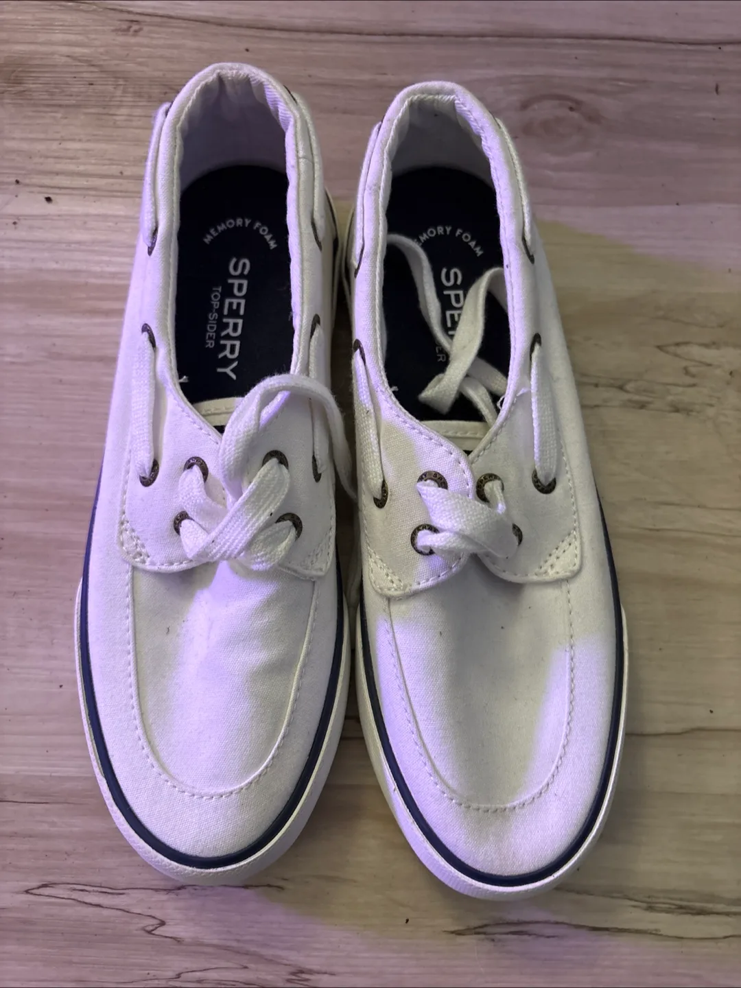 Sperry Top-Sider Women's White Canvas Boat Shoes - Size 6 thumbnail