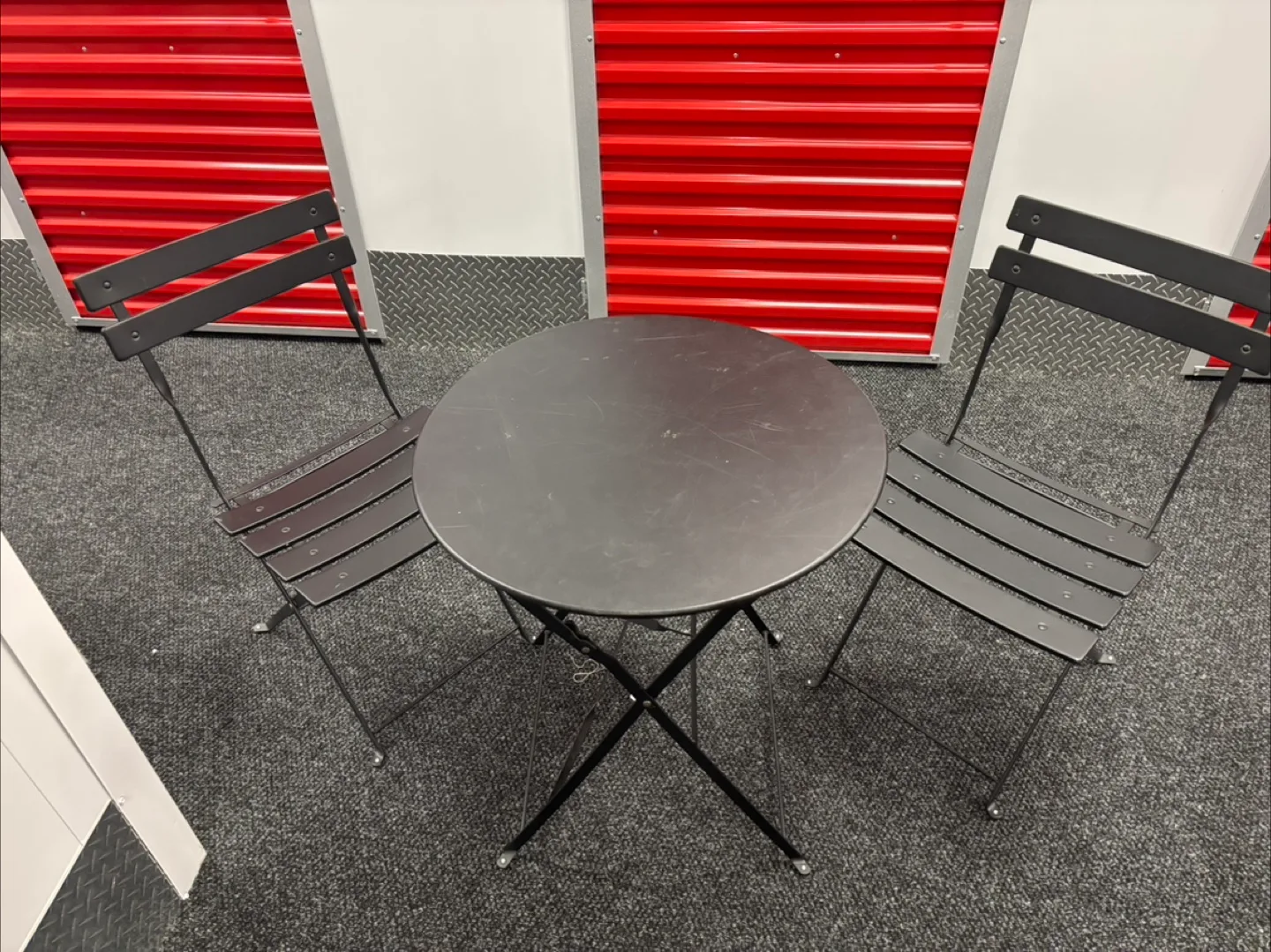 Black Metal Bistro Set - Table and Two Chairs thumbnail