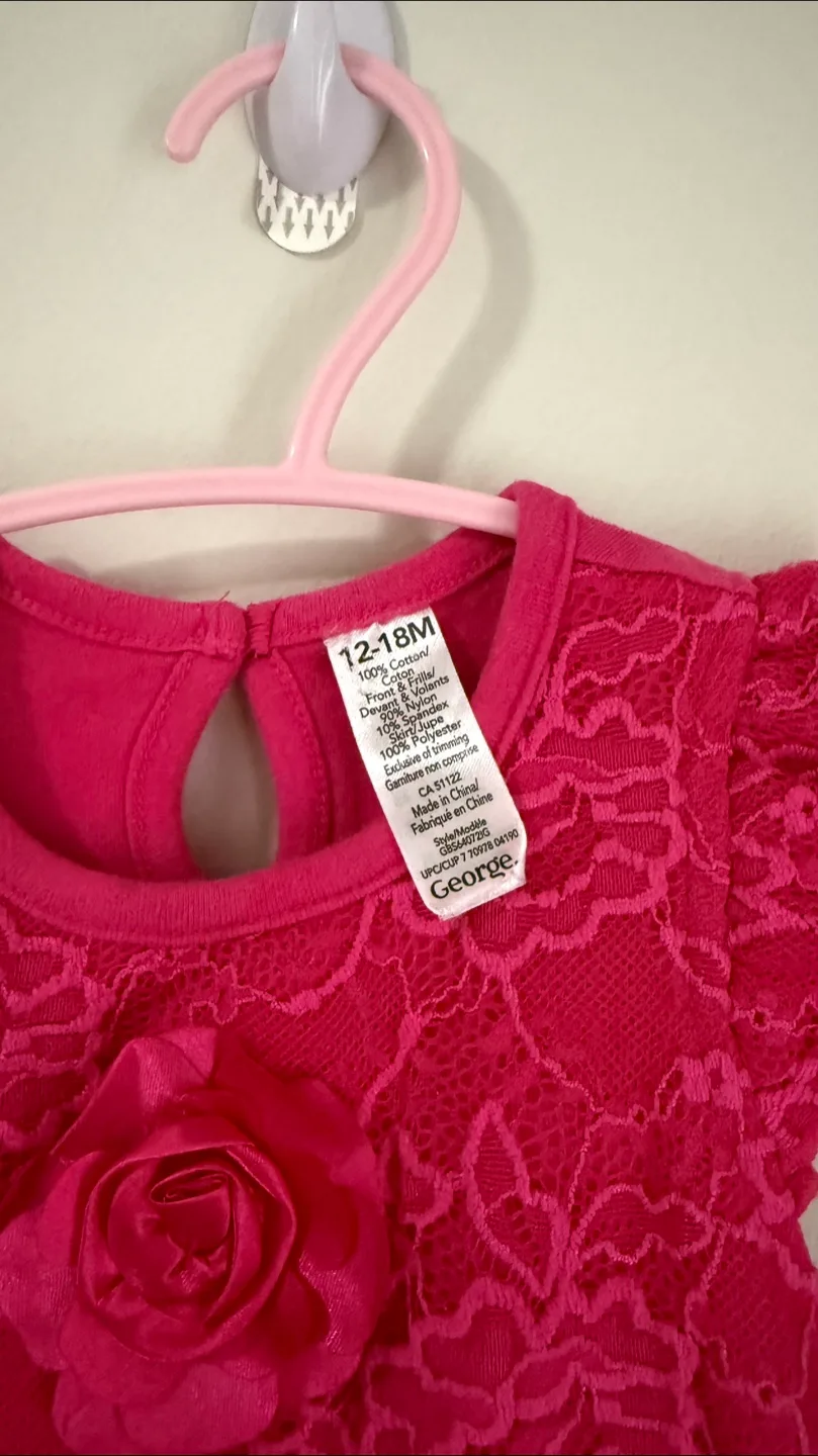 George Baby Girl's Pink Lace Dress 12-18 Months image indicator(3)