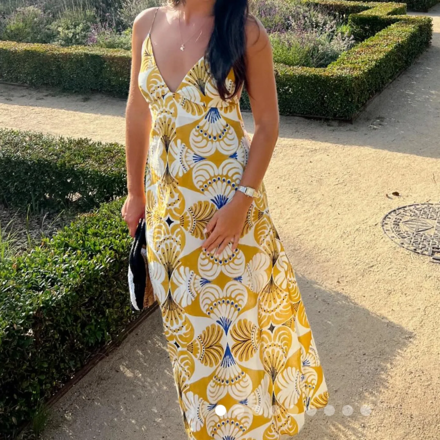 Zara Mustard YellowMidi Slip Dress M thumbnail