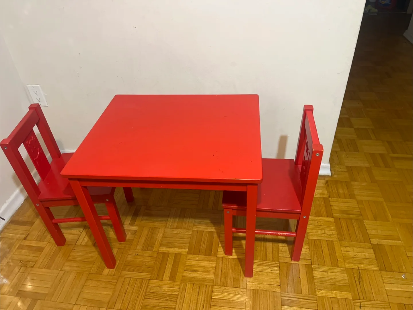 Red Children's Table and Two Chairs Set thumbnail