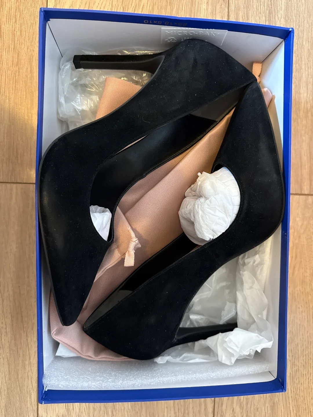 Authentic Stuart Weitzman Black Suede Heels - Size 7.5B thumbnail