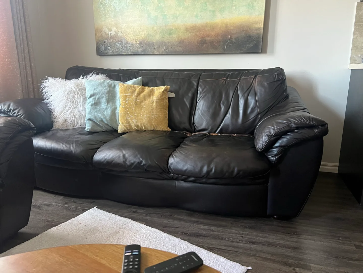 Brown Leather Sofa and Loveseat Set thumbnail