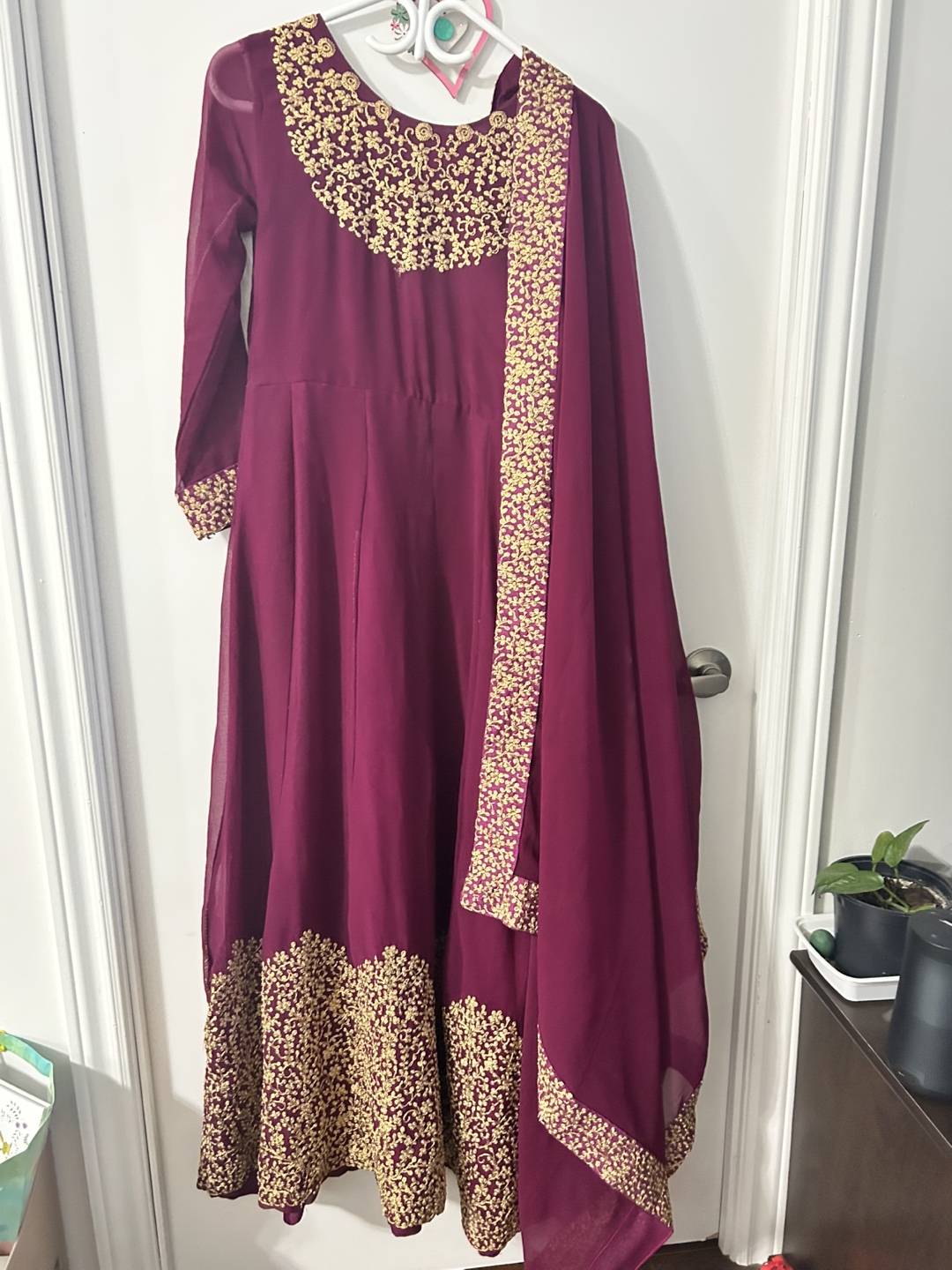 Gorgeous Fuchsia pink embroidered Anarkali Suit with Dupatta