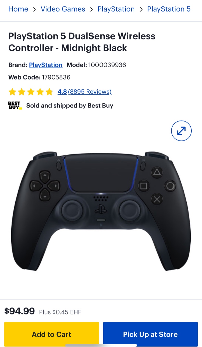 PS5 DualSense Controller - Midnight Black - New
