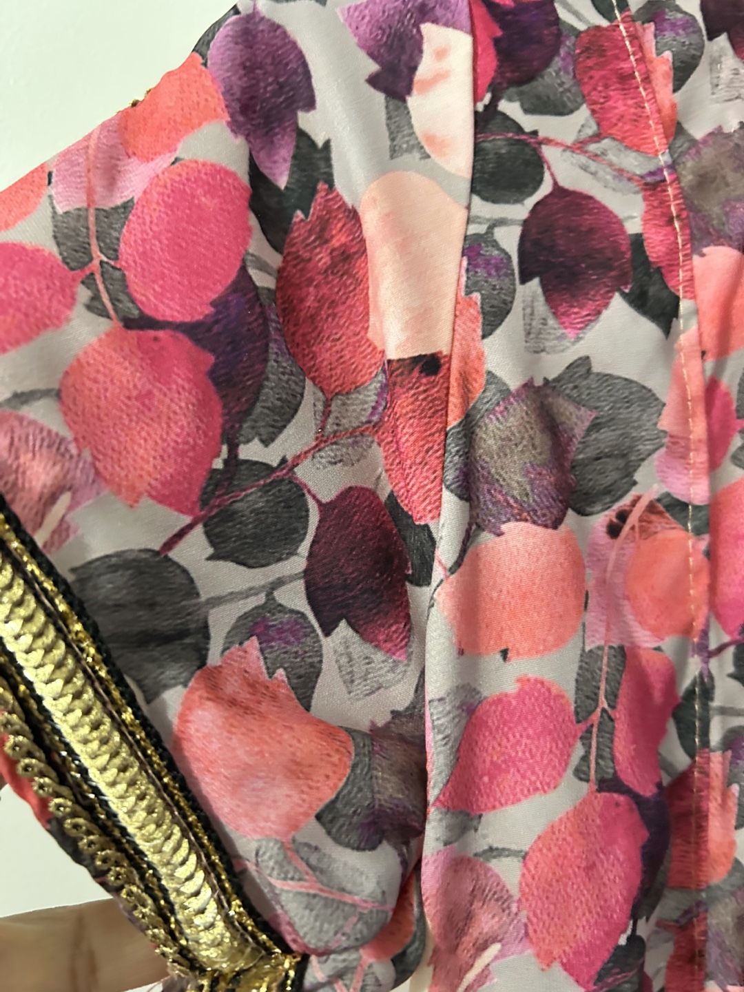 Pink Floral Maxi Dress with Gold Detailing - photo 3