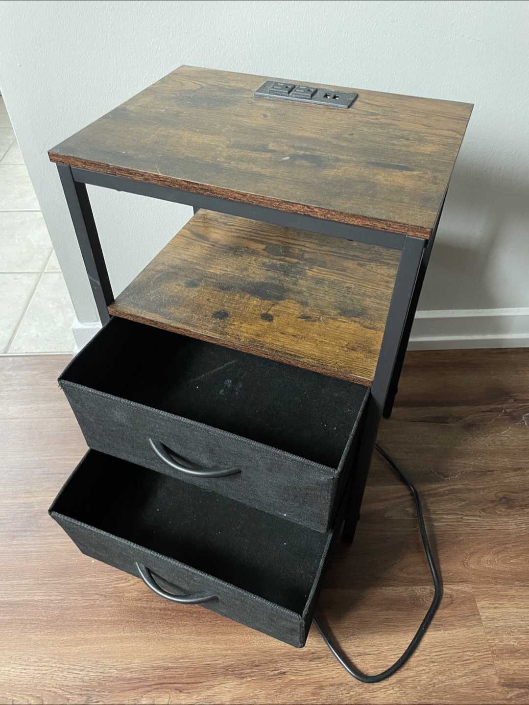 Two-Drawer Nightstand with Built-in Outlets and USB Ports - photo 2