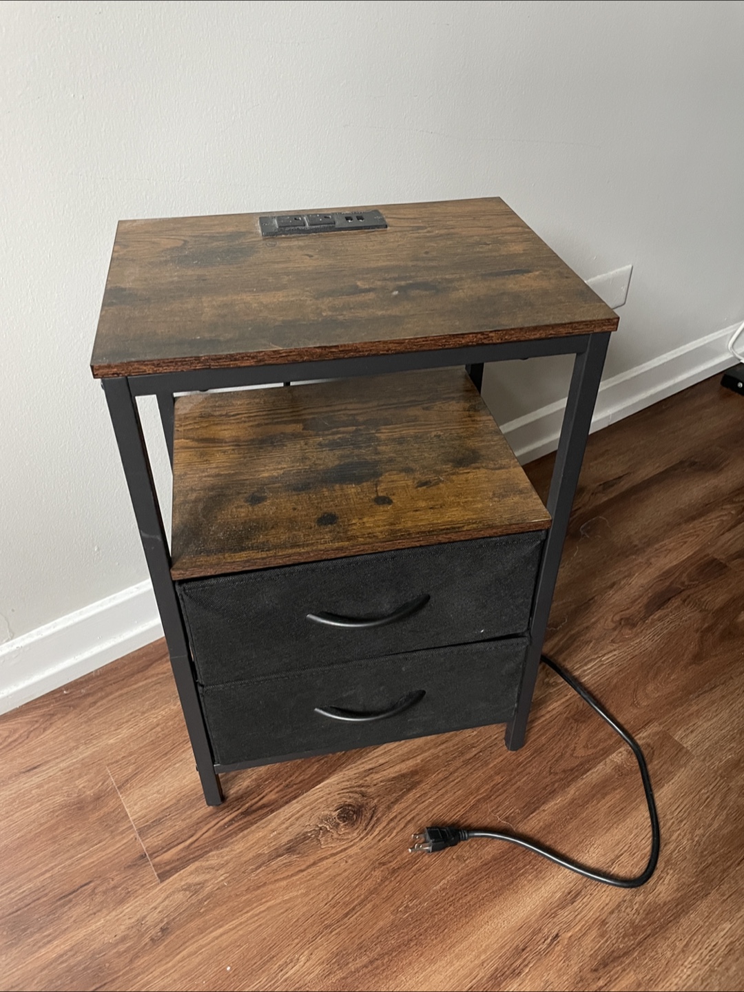 Two-Drawer Nightstand with Built-in Outlets and USB Ports