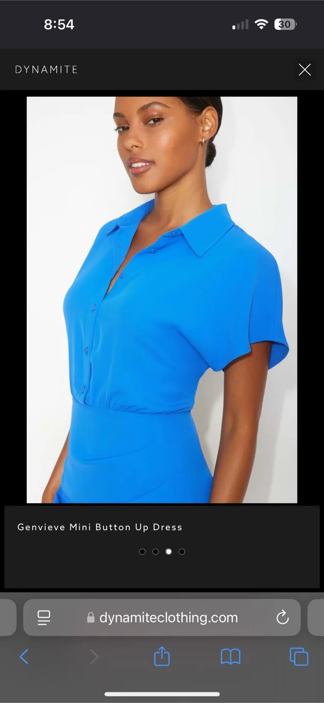 Dynamite Genevieve Mini Button Up Dress - Size TP/XS image indicator(2)