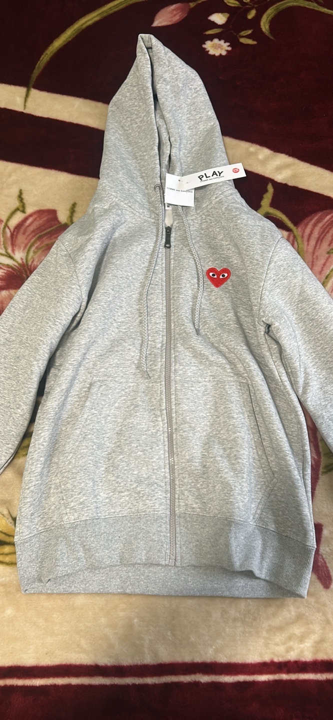 Comme des Garçons PLAY Zip-Up Hoodie - Grey - Size M