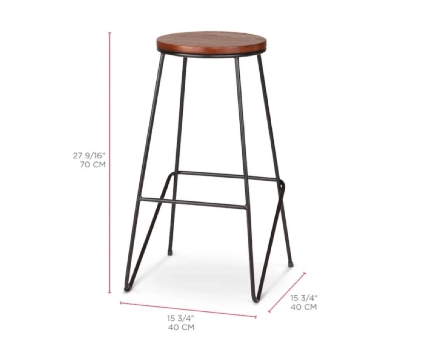 Round Metal & Solid Wood Top Counter Stool image indicator(3)