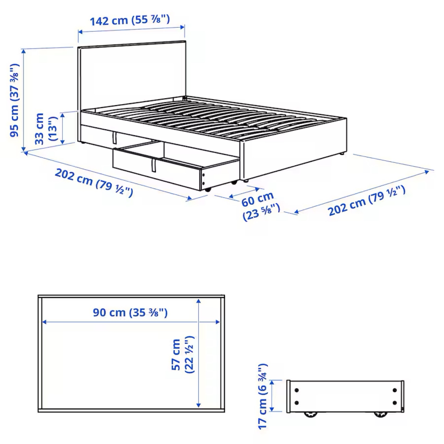 Ikea GLADSTAD bed frame with 2 storage boxes - photo 4