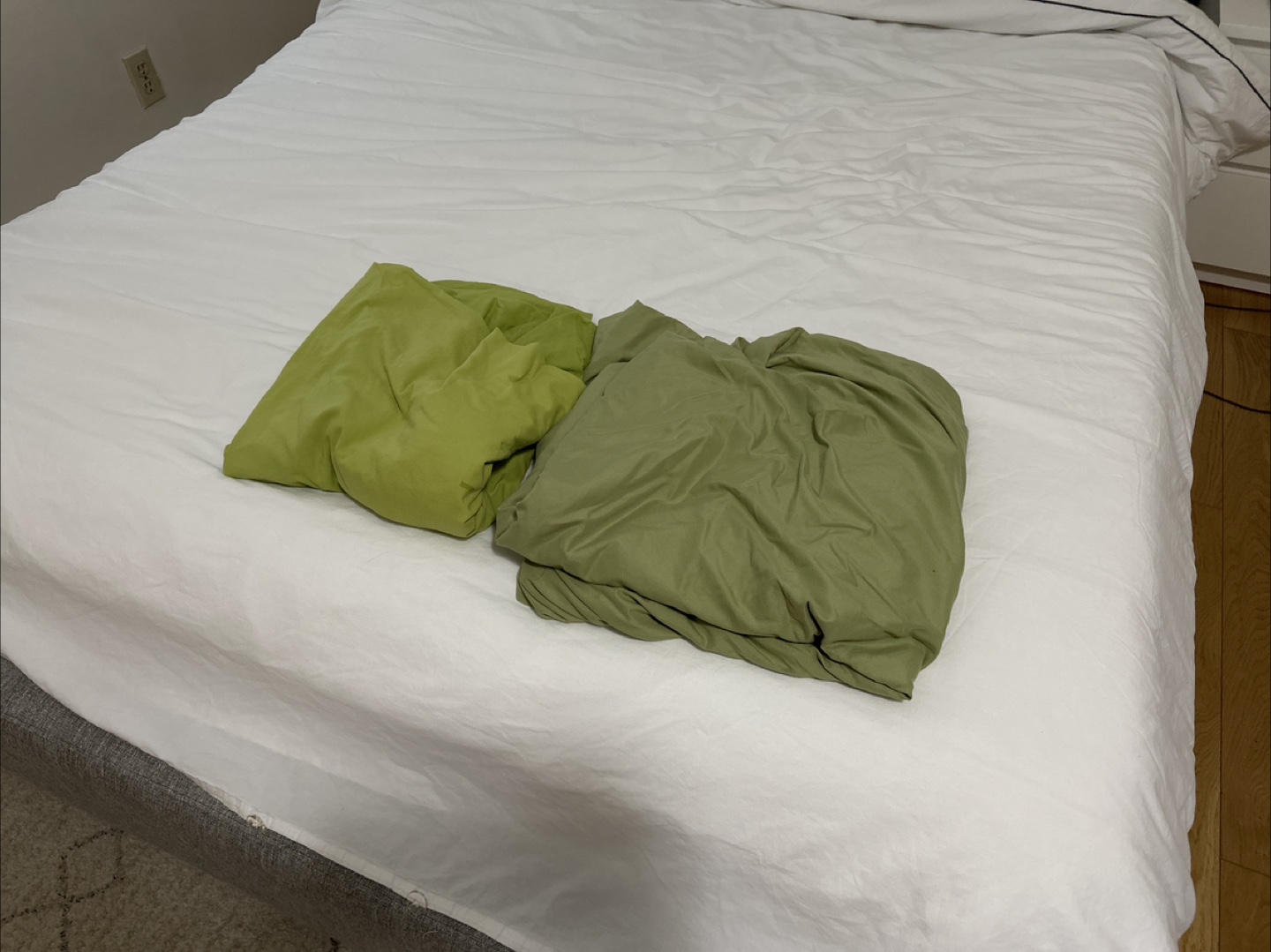 Two Queen Size Olive Green Duvet Covers