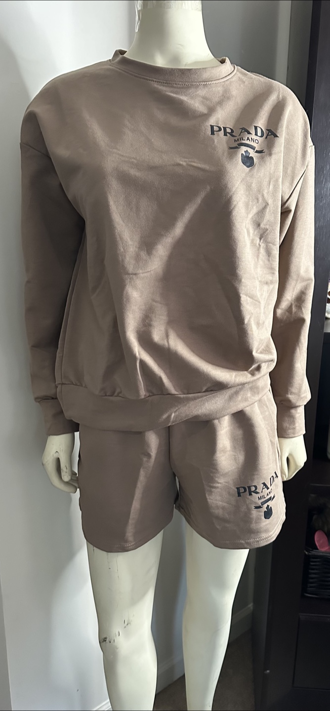 Prada-inspired taupe lounge set
