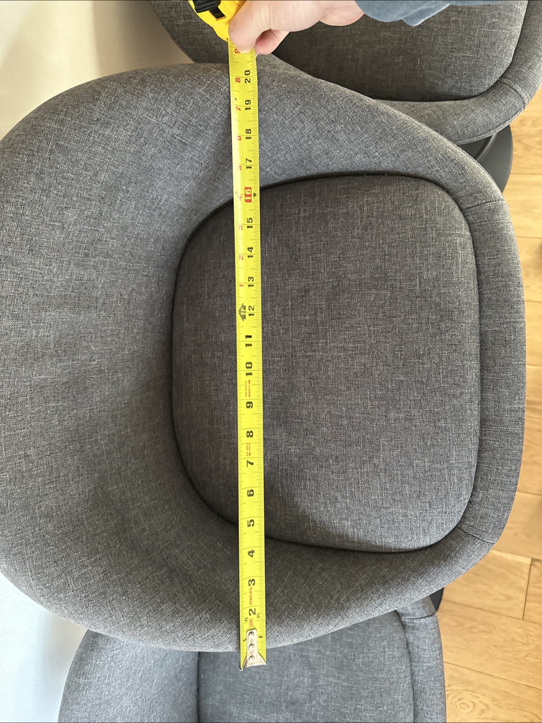 Set of Three Grey Fabric Adjustable Bar Stools - photo 2