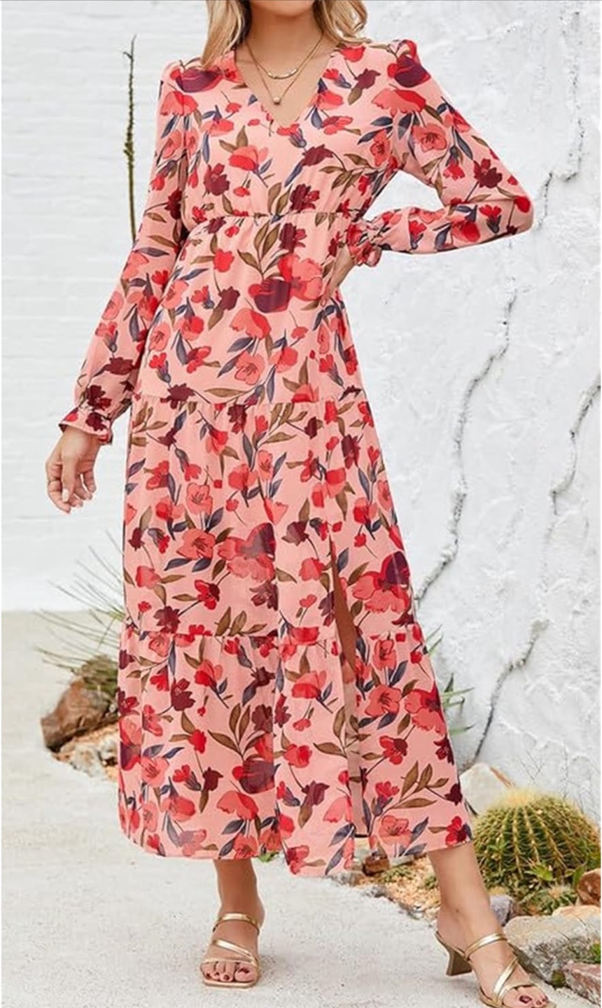 NEW! Sexy V Neck Floral Maxi Dress, Size M - photo 2