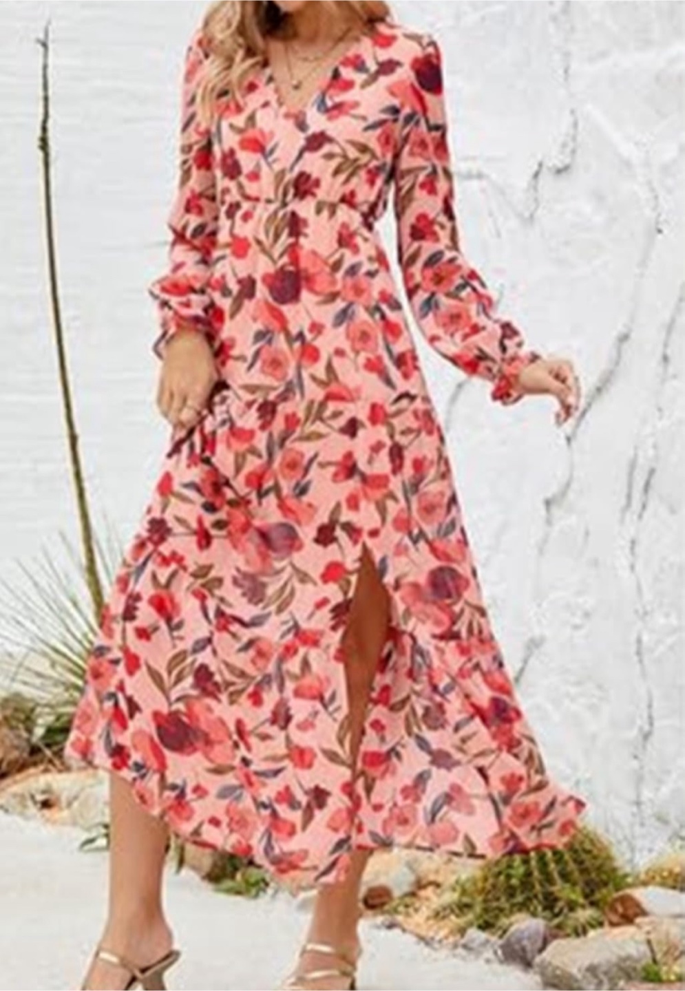 NEW! Sexy V Neck Floral Maxi Dress, Size M - photo 3