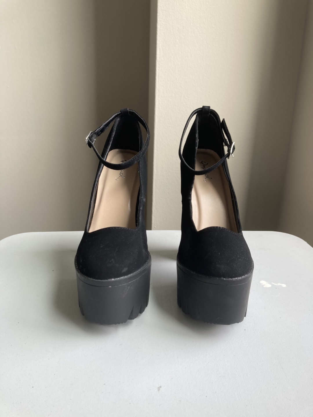Black Platform Heels with Ankle Strap - photo 4