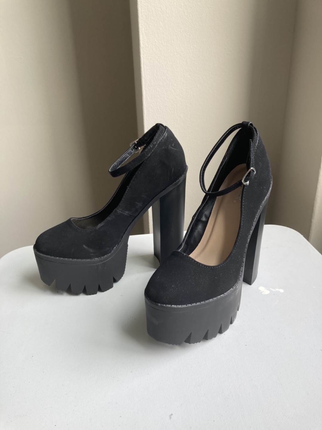 Black Platform Heels with Ankle Strap - photo 3