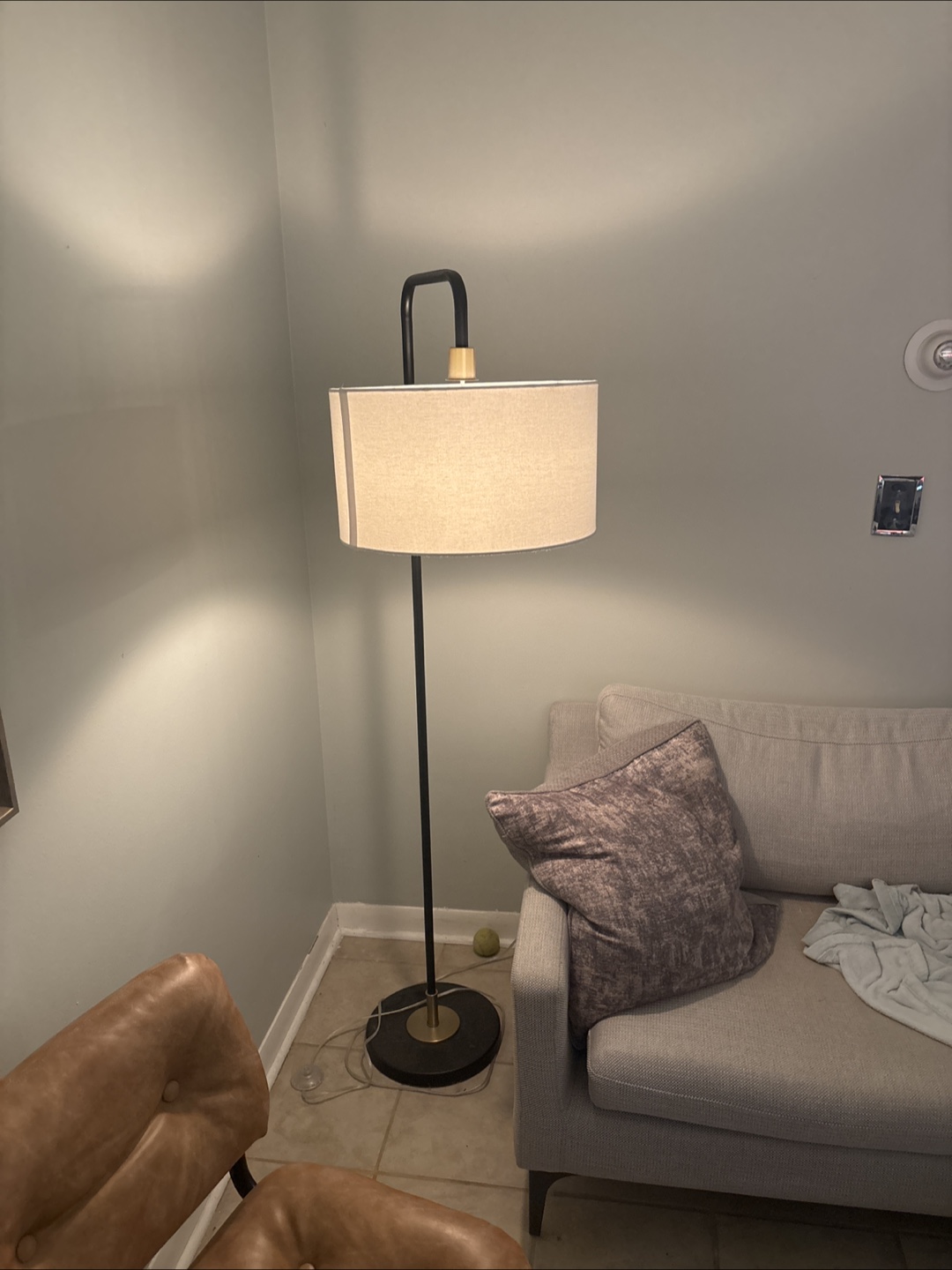Modern Arc Floor Lamp with Off-White Shade