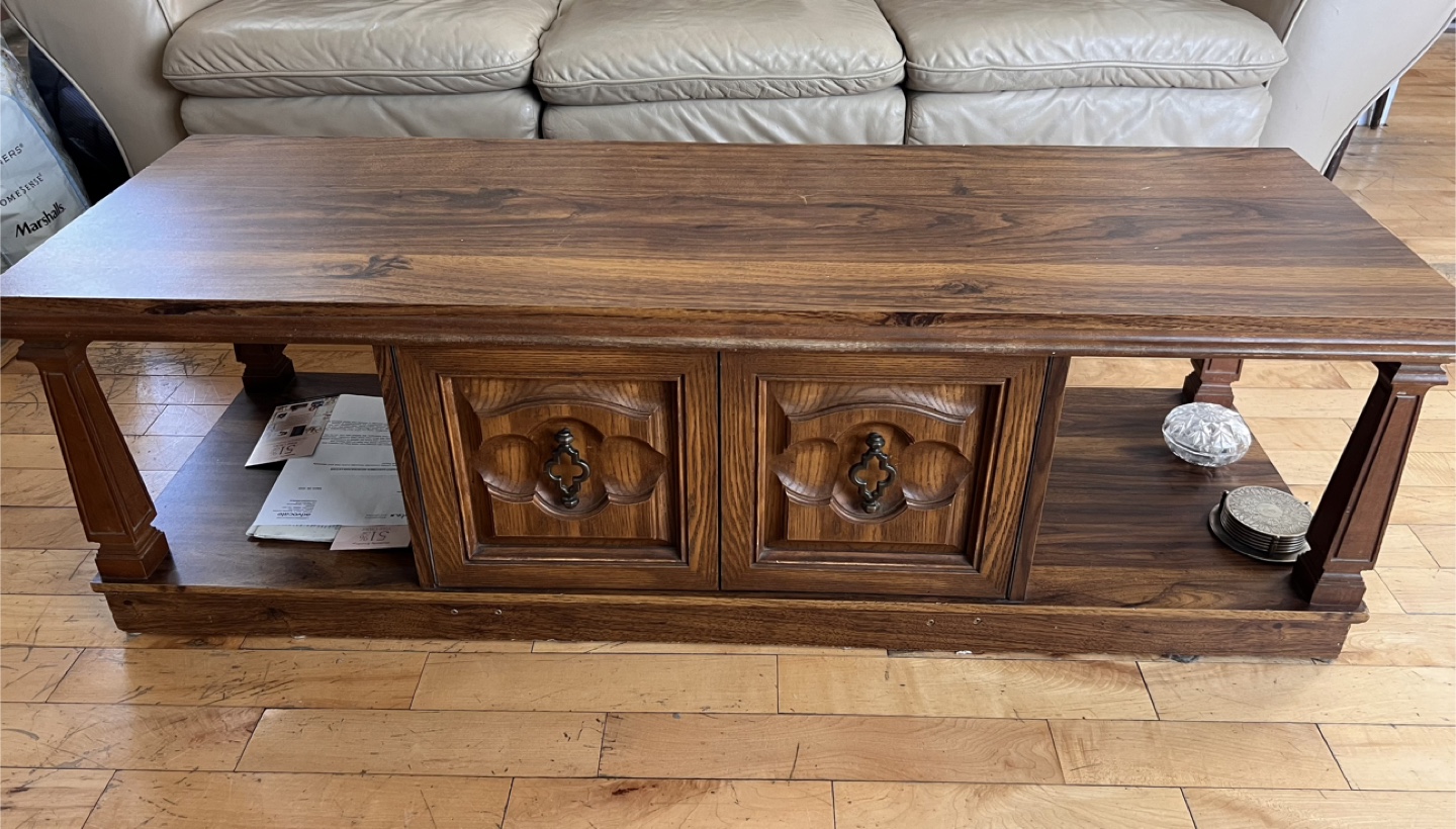 Vintage Wood Coffee Table with Storage