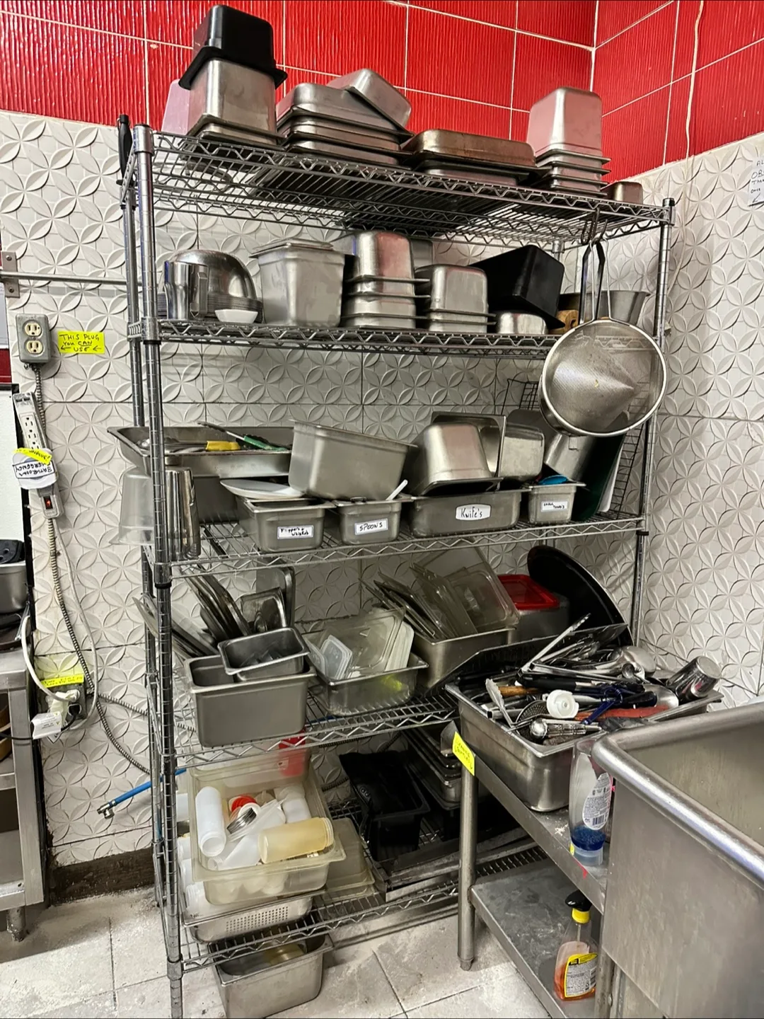 Lot of Stainless Steel Food Prep Containers & Utensils thumbnail