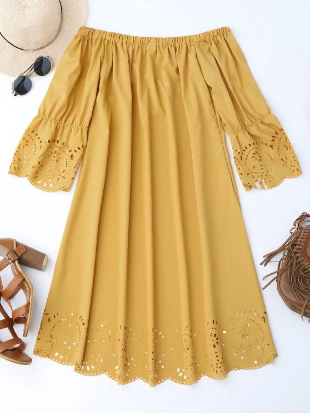 Jey Kay Off-Shoulder Yellow Dress size M thumbnail