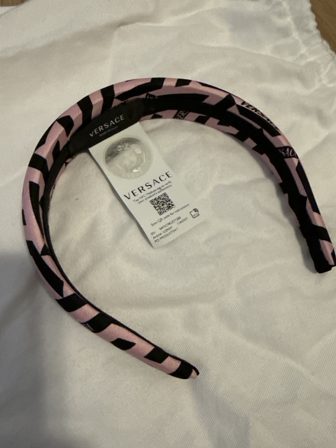 Authentic Versace Pink & Black Headband - brand new