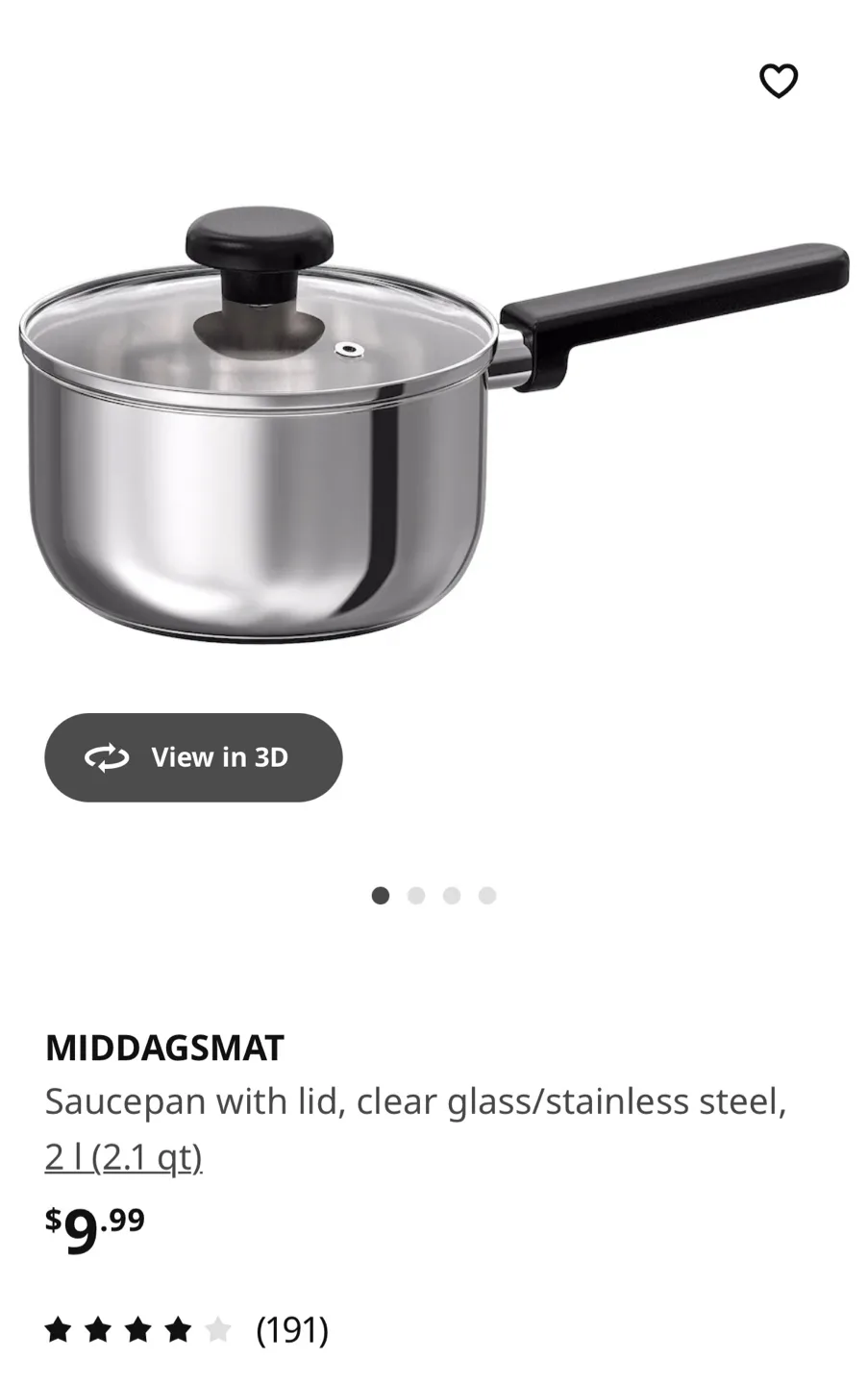 IKEA clear glass/stainless steel pot/sauce pan thumbnail