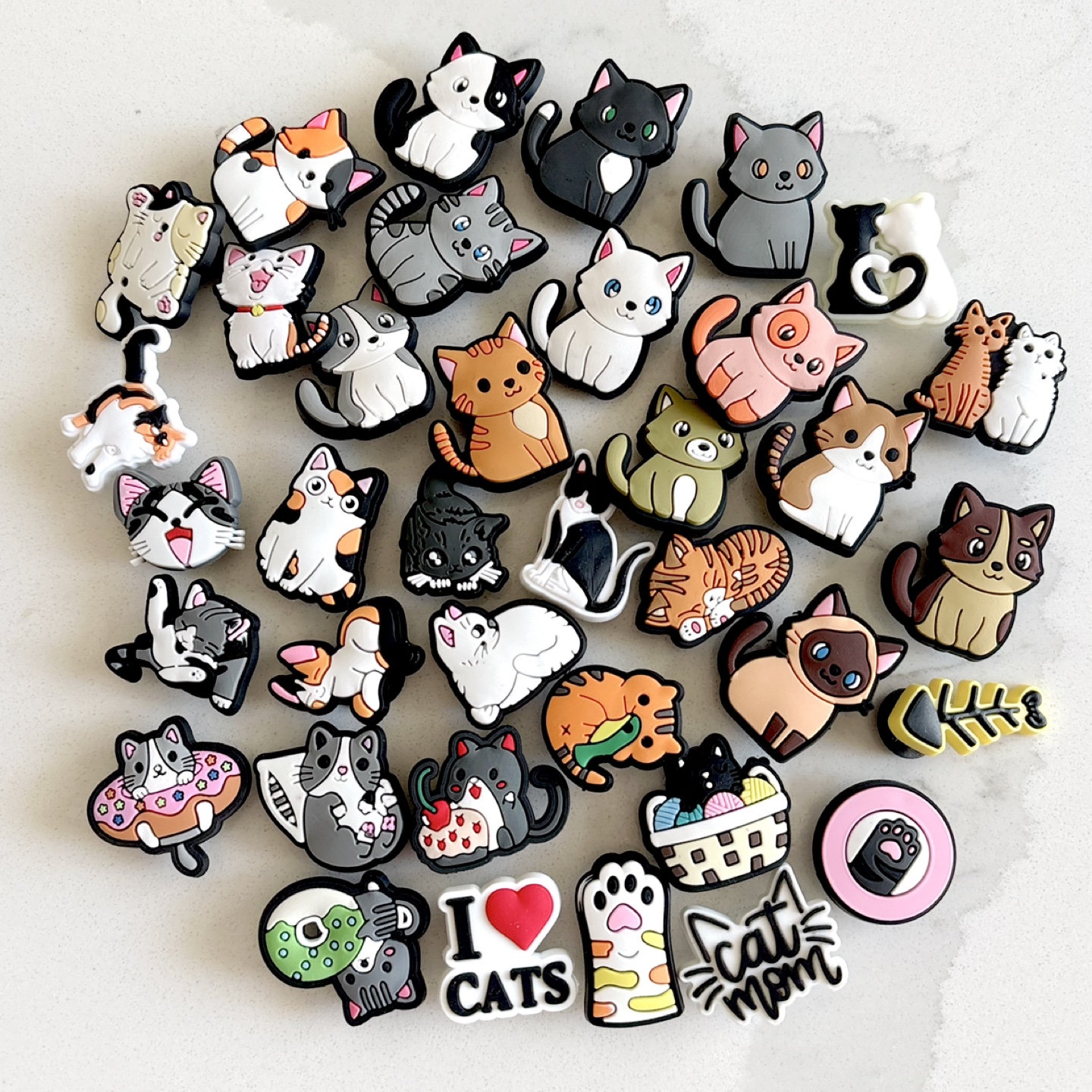 Cute cat jibbitz, brand new crocs charms, shoe pins 🧡