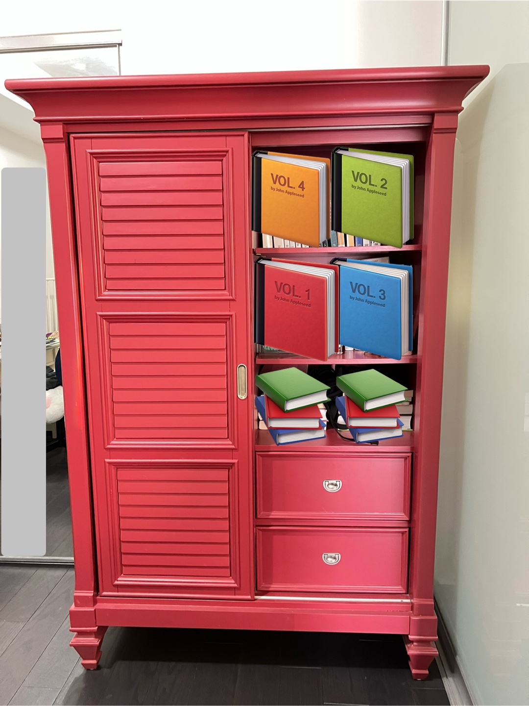 📮 Red Wardrobe Armoire  Drawers