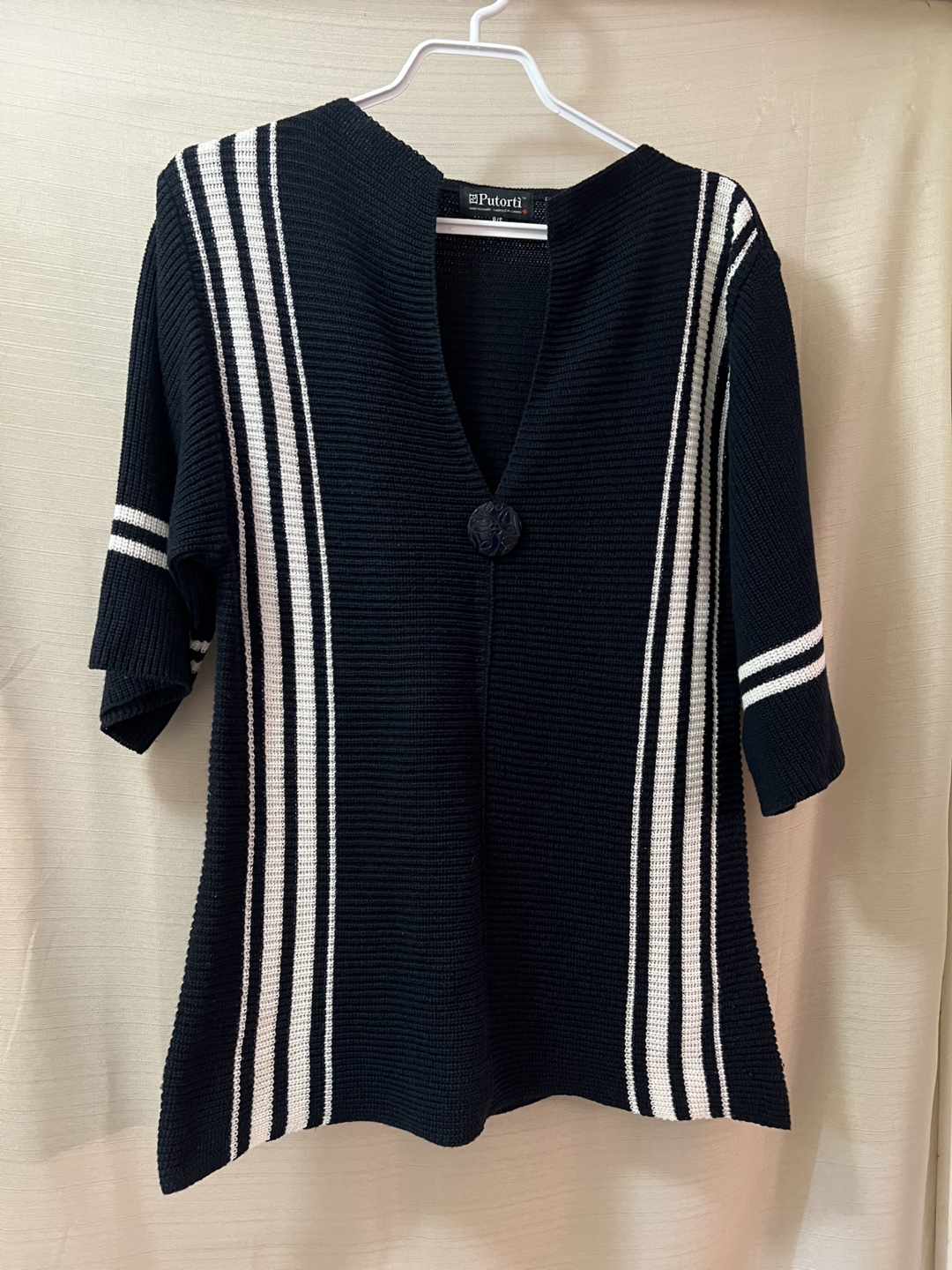 Putorti Black and White Striped Knit Top Size Small