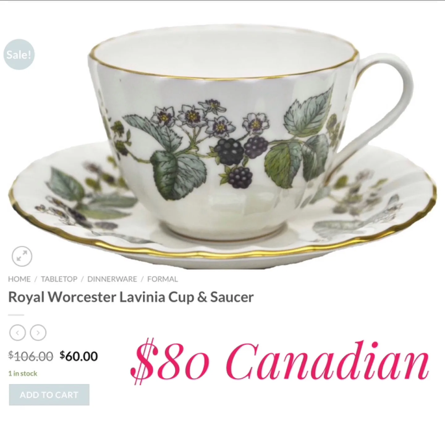 Beautiful Vintage Royal Worcester Lavinia Blackberry Bone China image indicator(9)