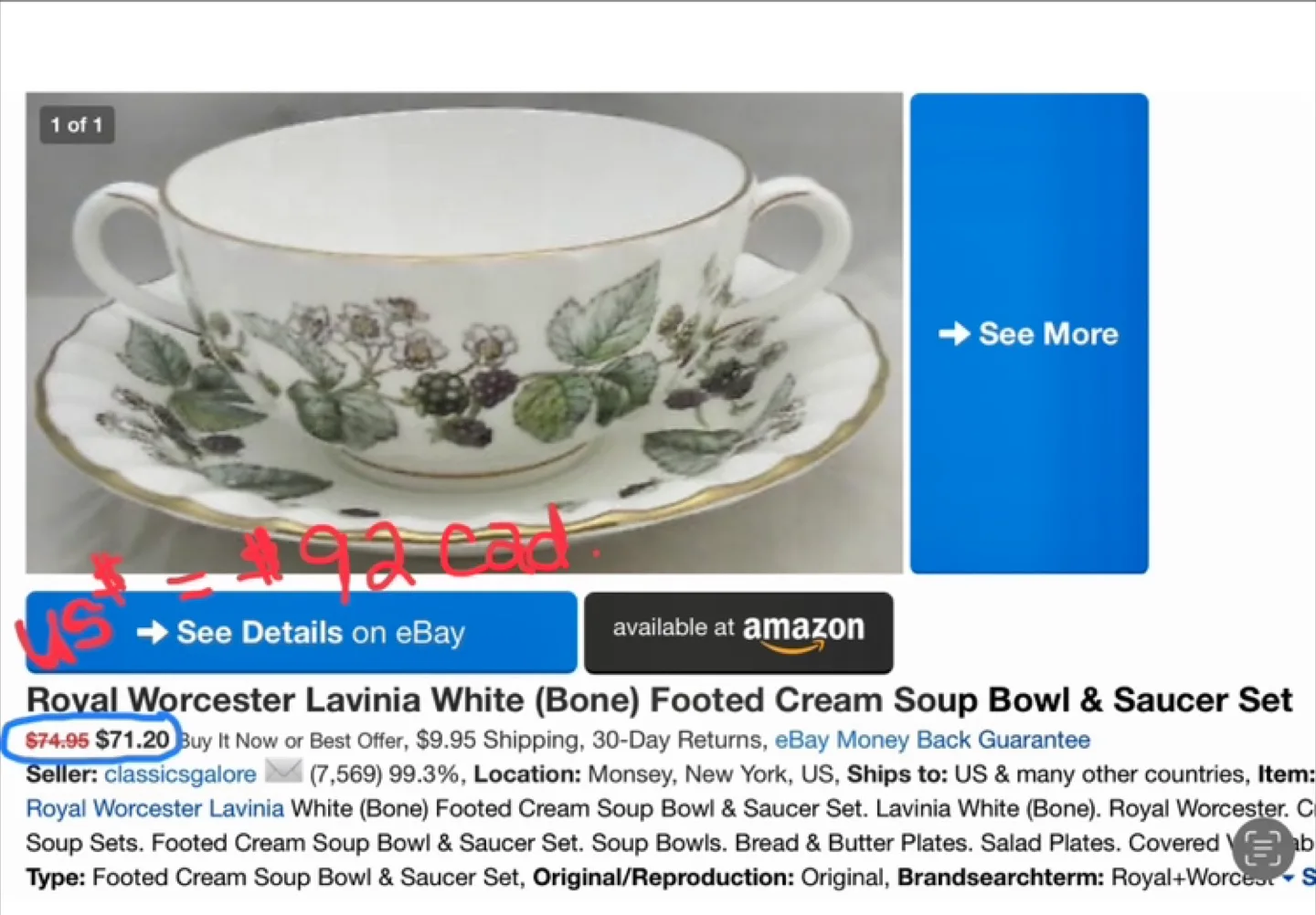 Beautiful Vintage Royal Worcester Lavinia Blackberry Bone China image indicator(10)